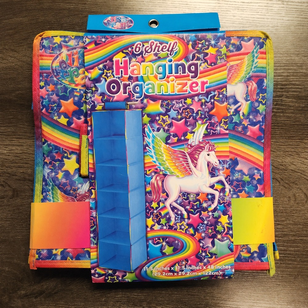 Lisa Frank Hanging Closet Organizer Markie Unicorn Stars 11.5 x 11.5 x 48 NEW